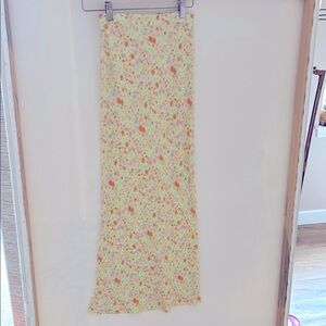 Yellow Floral Print Maxi Skirt